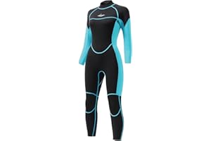 AICARSHI Womens Full Body Wetsuit 3mm - Neoprene Diving Suits Front Zip Dive Skin for Diving Snorkeling Surfing Swimming