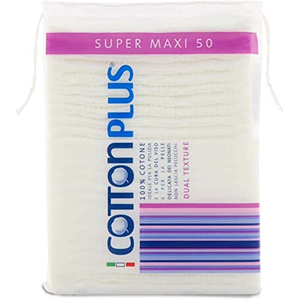 Cotton Plus-Super Maxi, ideal for facial cleansing-Pack of 50)