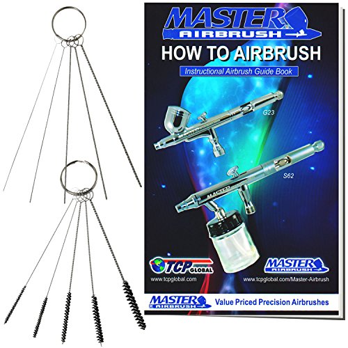 UPC 848849017076, Master Airbrush Brand 11 Piece Kit with a 5 Piece Mini Cleaning Brush Set, 5 Piece Mini Cleaning Needle Poker Set and a How-To-Airbrush Manual Booklet by TCP Global; Clean Airbrush, Spray Gun, Nozzle Tip, Air Cap, Tattoo Equipment, Air Tools