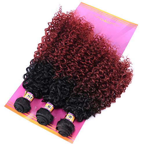 Synthetic-Weave-3-Bundles-Kinky-Curly-16-18-20-Inches-Mixed-2-Tone-Ombre-High-Temperature-Heat-Resistant-FiberT199j