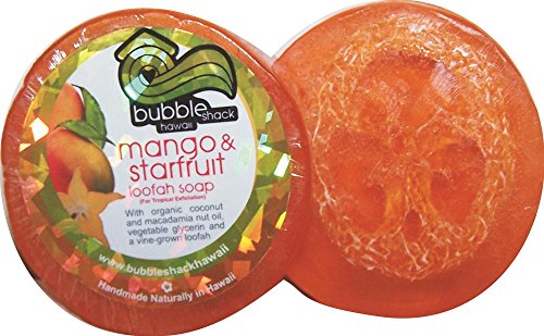 Hawaiian Bubble Shack Loofah Glycerin Soap Mango and Starfruit 16 Bars