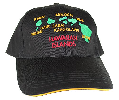 Hawaiian Islands Cap Hats, Black