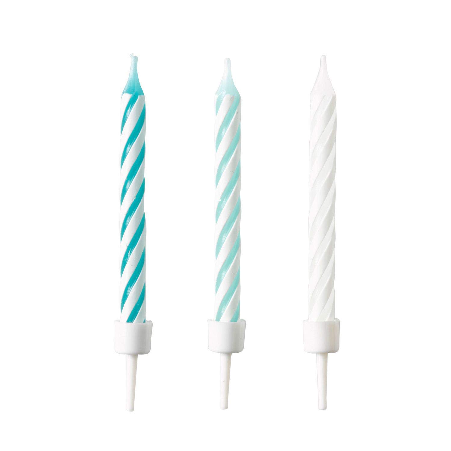 Amscan 9904365 Birthday Candles, Pack of 10, Aqua Glamor, Cake Candles, Children's Birthday, 7.5 cm