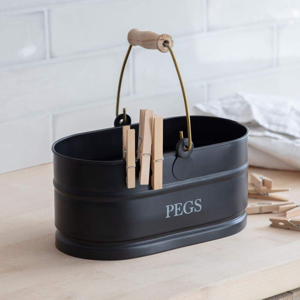 Garden Trading Peg Bucket Crafted in Powder Coated Steel | Indoor Use Only | H14 X W27 X D15cm
