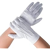DreamHigh DH White Cotton Gloves, Formal Tuxedo Honor Guard Parade Gloves -12 Pairs Pack