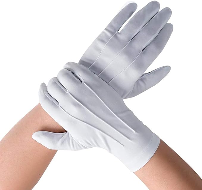 DH White Cotton Gloves, Formal Tuxedo Honor Guard Parade