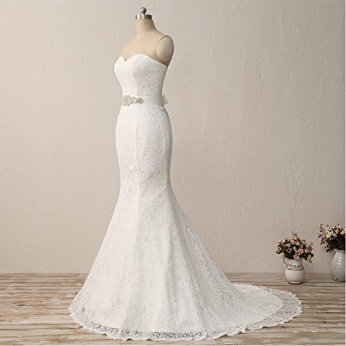 HUICHENGYAO Women's Sweetheart Sleeveless Lace Wedding Dress Evening Mermaid Gown
