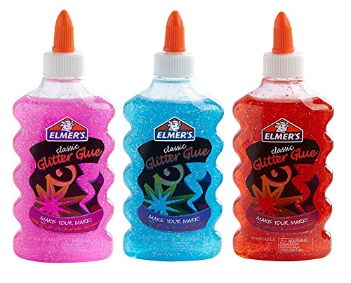 Elmer's Washable Glitter Glue, 3 oz Bottles, 3-Pack, Pink/Red/Blue