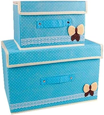 Larger&amp;Small Multifunction Foldable Storage Containers,Convenient Cubes Basket Storage Bin with Lid for Clothing,sock,underwear,Toys,Books,Art,Craft supplies ect (bule)