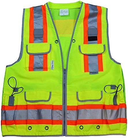 Radians Reflective Vest Class 2 Heavy Woven Two Tone Engineer Hi Viz Yellow Safety Vest 3M 8712 Tape (4X-Large, Yellow)