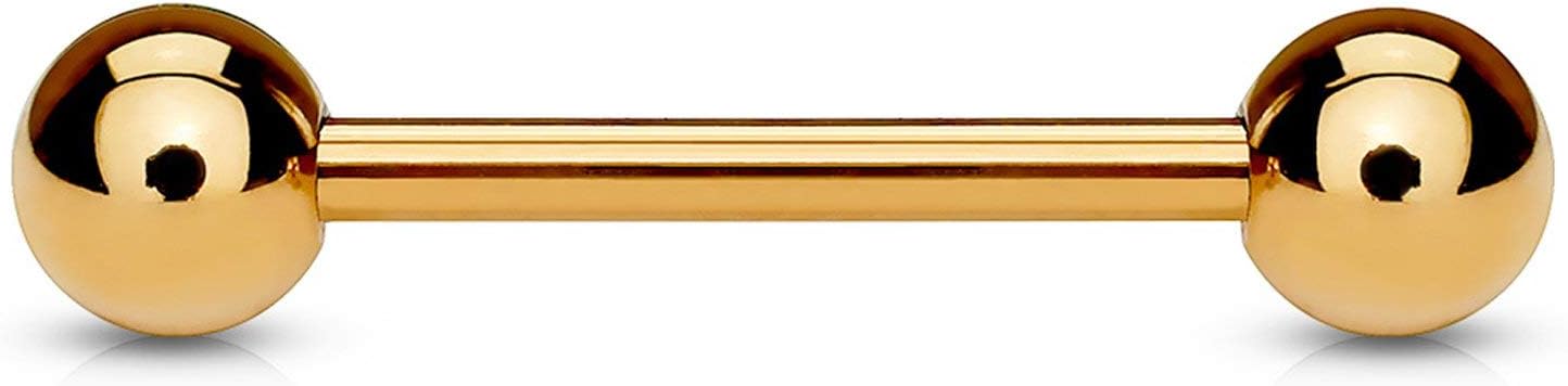 Forbidden Body Jewelry 14G-16G Rose Gold IP Plated Surgical Steel Piercing Barbell+Free BOGO Barbell