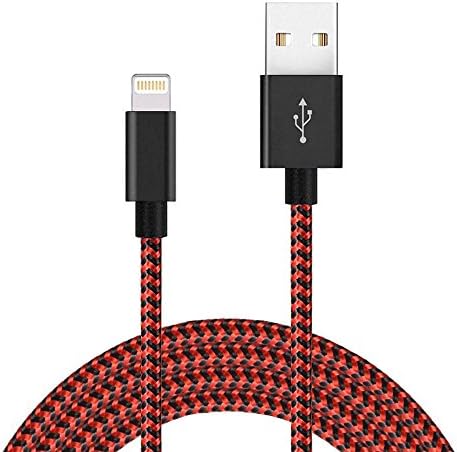 Lightning Charge Cable, Nylon Braided 10ft Extra Long iPhone Charging Charger Cable for iPhone X / 8 / 8 Plus / 7 / 7 Plus / 6 / 6 Plus / 5S,iPad,iPod Nano 7 (RedBlack)