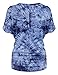 Lock and Love LL WT1114 Womens V Neck Short Sleeve Tie Dye Shirring Dolman Top XXL Navy