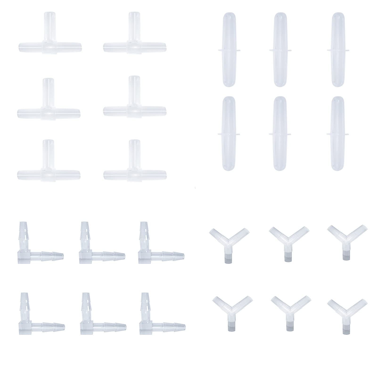 Waycreat 24 pcs 4mm Transparent Aquarium Airline Tubing Connectors Plastic Inline Valve