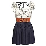 Zeagoo Women's Fashion High Waist Casual Dots Short Dress with Belt