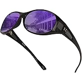 LILONGAD Women Fit Over Polarized Sunglasses –Wear Over Glasses UV400 Protection, Wrap Around sunglasses for Driving&Outdoors