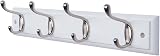 DOKEHOM 4-Satin Nickel Hooks on White Board Wall Mounted Coat Rack view 1