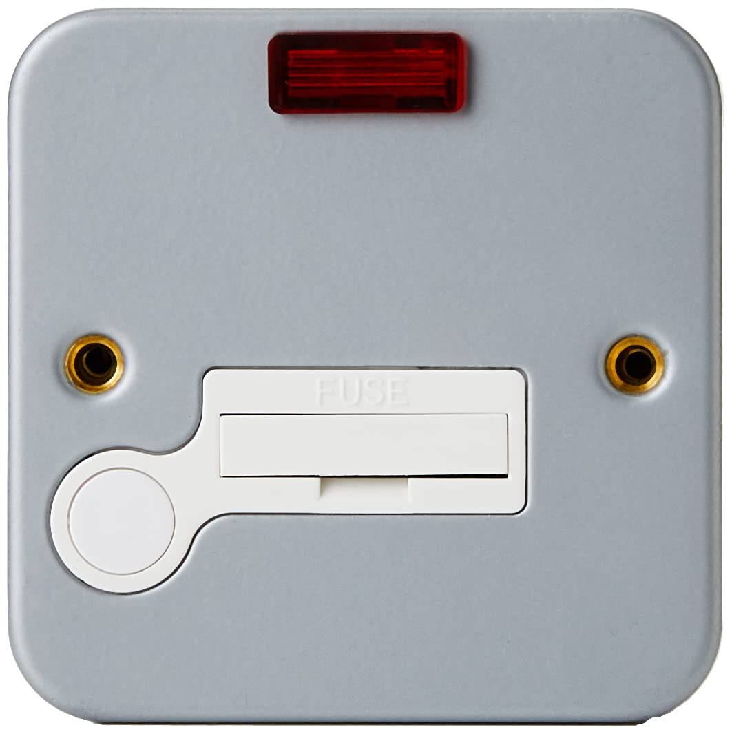 Merriway BH03700 Unswitched Metal Clad Fused Spur with Neon Indicator , Grey