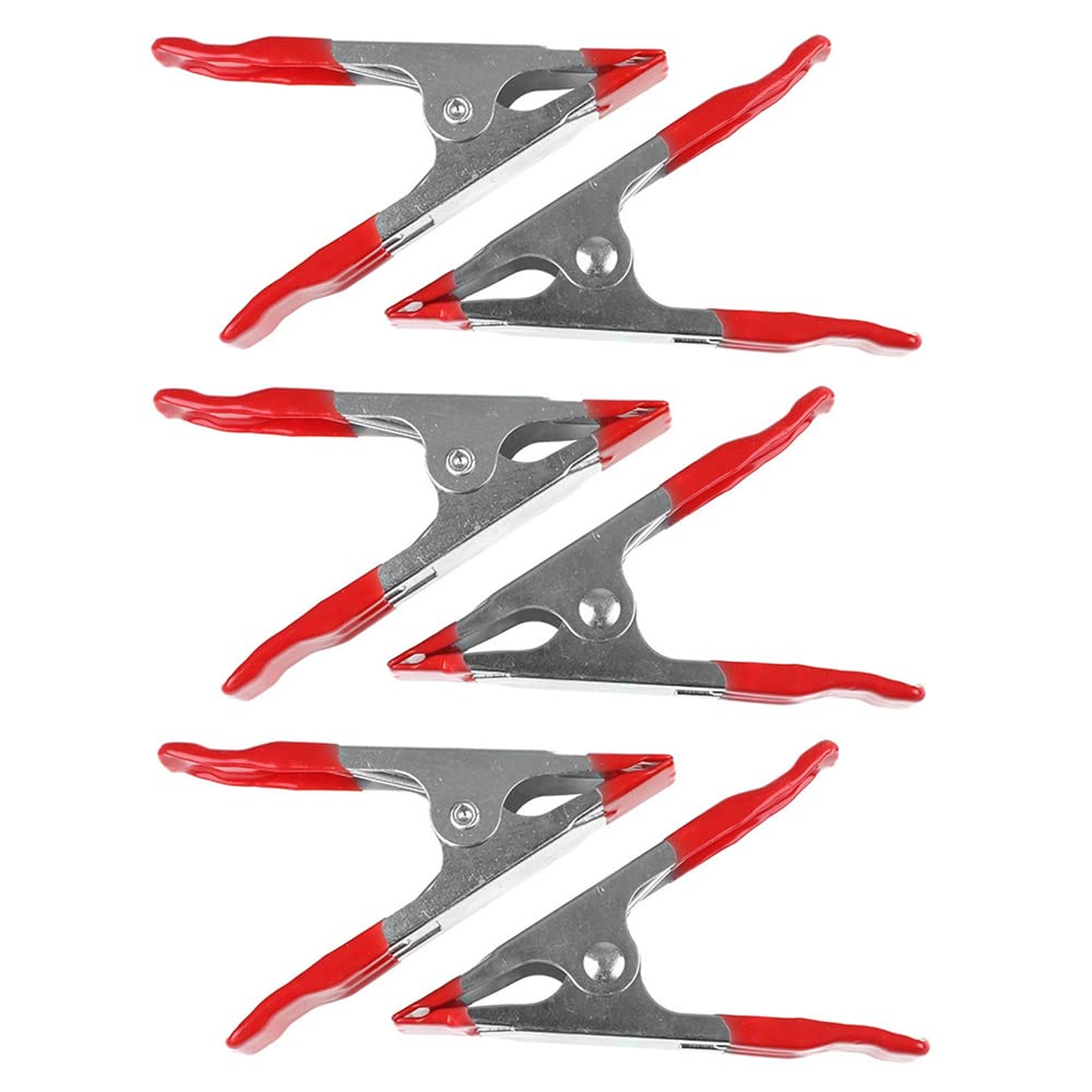 6 PCS Metal Spring Clamps Clips Heavy Duty Tipped Grip Holder Strong Clips Clamps for Tarpaulin Market Stall Tent Backdrop Woodworking