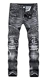 COLINNA Men's Moto Biker Vintage Distressed Ripped Slim Fit Skinny Stretch Denim Jeans