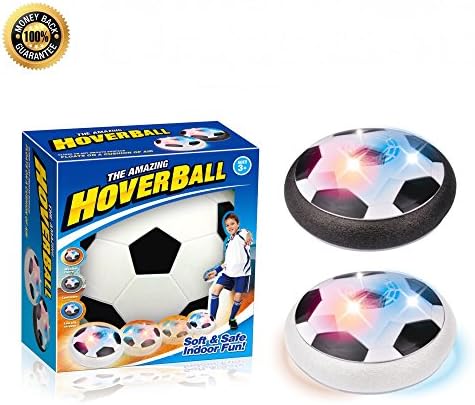 Wonderful Gift for Kids - Air Power Soccer Hover Ball with Colorful LED Light / Pneumatic Suspension Floating with Foam Bumpers (Black)