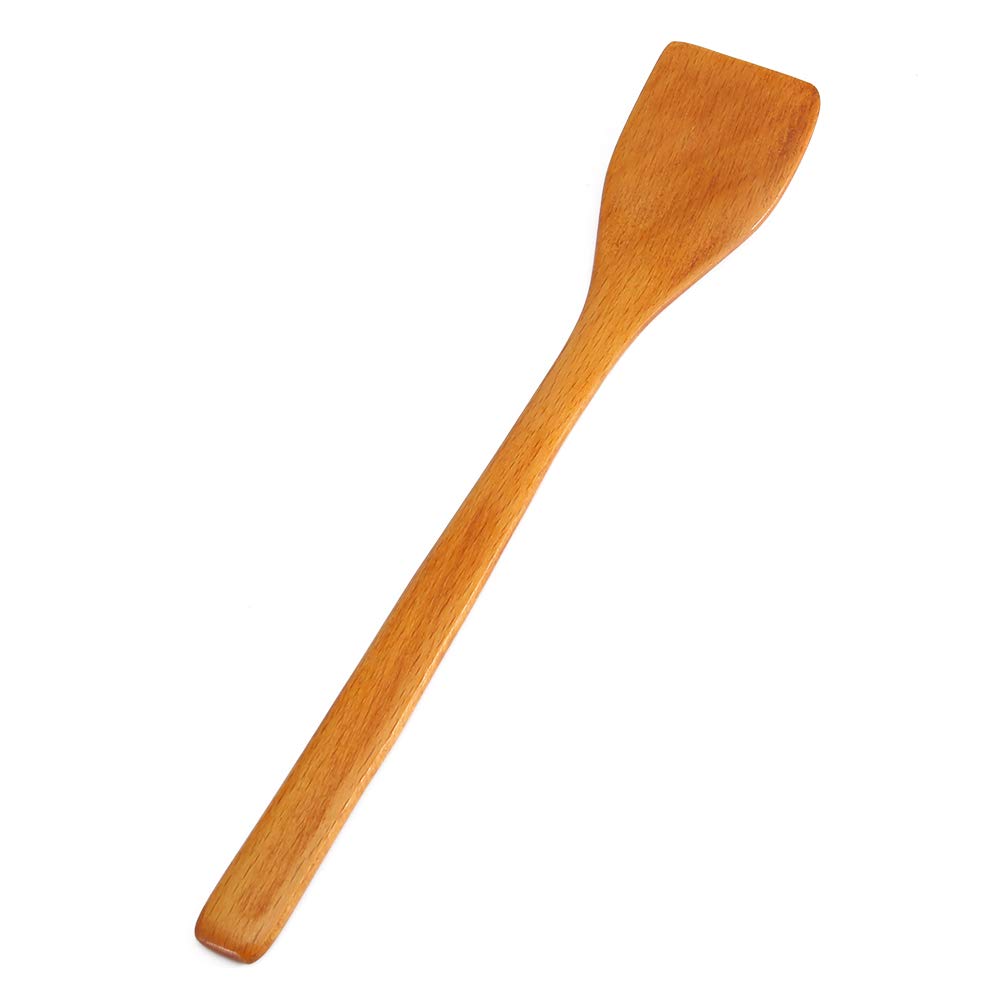 Raguso Nonstick Wooden Turner Fried Shovel Cooking Kitchen Utensils Shovel Long Handled Wood Corner Spatula Spoon Scraper (Light Wood Color)