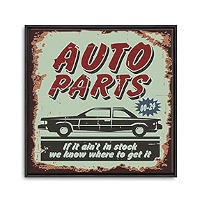 Framed Canvas Wall Art for Living Room, Bedroom Vintage Garage Canvas Prints for Home Decoration Ready to Hanging - 16x16 inches