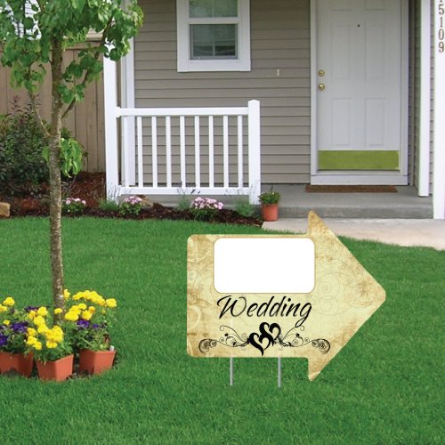 VictoryStore Yard Sign Outdoor Lawn Decorations: Wedding Arrow Sign with Blank Space 18â€x 24â€ - w/ 2 EZ Stakes