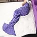 Sun Cling® Mermaid Tail Blanket Crochet for Adult Teens Kids Living Room Bedroom Sofa Super Soft Scales Blankets Sleeping Bags-Purple