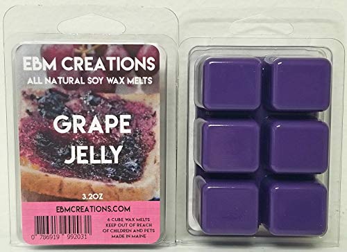 Grape Jelly - Scented All Natural Soy Wax Melts - 6 Cube Clamshell 3.2oz Highly Scented!