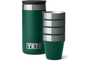 YETI Shot Glasses with Carrying Case, Set of 4, Black Forest Green