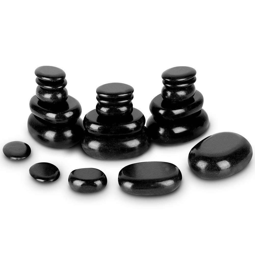 Hot Stone Heater Kit Massage Master Hot Stone Basalt Stones For Massage, 20pcs Massage Stones, Basalt Hot Stones Oval Shape Black Basalt, Womens Perfect Ideal Christmas Present/Gife