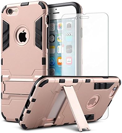 iPhone 6s Case,Bonus screen protector,AMBezos Ultra Slim iPhone 6 Armor Case for iPhone 6s and 6 [Shockproof Case] Includes Tempered Glass Screen Protector (Rose Gold)