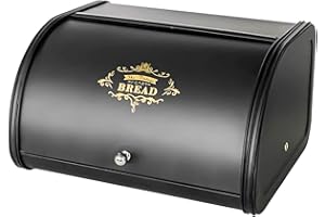 SOTECH Bread Box Vintage for Kitchen Food Grade Light-weight Metal Style Container for Storage Bin Countertop Keeper with Rol