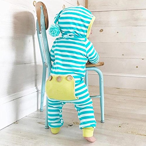 LUNIWEI Baby Boy Girl Clothes Long Sleeve Striped Hooded Romper Jumpsuit - Image 2
