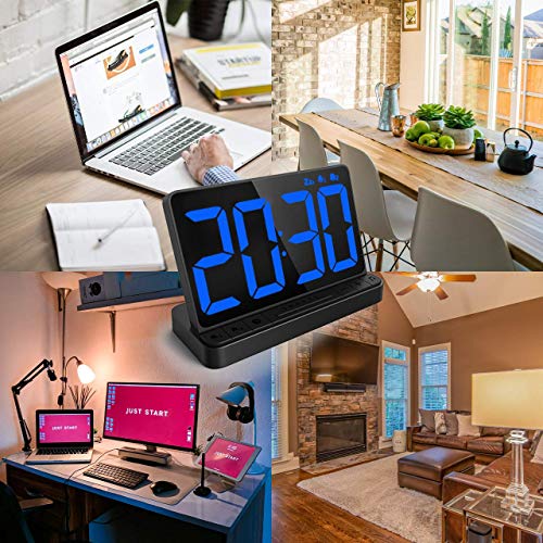 NOKLEAD Digital Alarm Clock LED Clock with 6.5" Large Display, USB