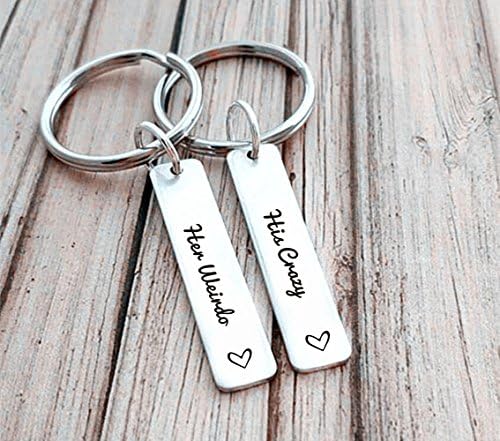 His Crazy Her Weirdo Couples Keychains Set His and Hers Matching Set Gift for Vanlentines Day Wedding Anniversary (2pcs)