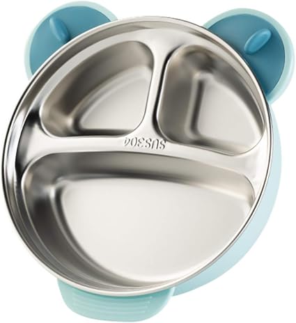 Toyandona Vaisselle Bebe Assiettes 3 Compartiments Avec Couvercle Isolant En Acier Inoxydable Bol D Alimentation Pour Tout Petits Bebes Enfants Enfants Bleu Amazon Fr Bebes Puericulture