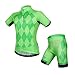 WOSAWE Mens Breathable Cycling Jersey Padded Shorts (Green Suit, XL)