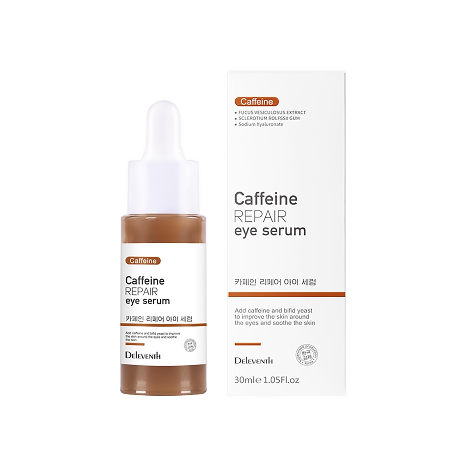 DEleventh Korean Brand Caffeine Repair Eye Serum 30ml / with Vitamin E, Anti-Oxidation, Fade Fine Lines, Reduce Puffiness and Dark Circles, Firm and Hydrate Delicate Eye Area
