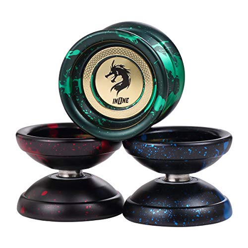 INONE Dragons YOYO Aluminum Alloy Unresponsive Yo-yos Designed for Kids, Yo-Yo Fans, Beginners Gift Glove, 10 Strings, Spare Bearing (Venom)