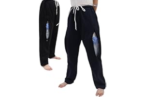 HOEOLYDI Catheter Leg Bag Pants for Men/Women, Urine Bag Holder Pants with 2 Zippered Side Pockets, Holding 2x2000ml Catheter Bag for Nephrostomy, Foley, Cystostomy, Enterostomy, Urostomy Patients (XL, Black)
