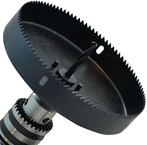 6" Hole Saw Kit With Mandrel Bit, Large Six Inch Diameter, Best for Cornhole Boards and Mounting of Lights & Speakers in Drywall, Wood, Plastic, & Soft Metal, Includes Bonus Cotton Corn Hole Bag Tote