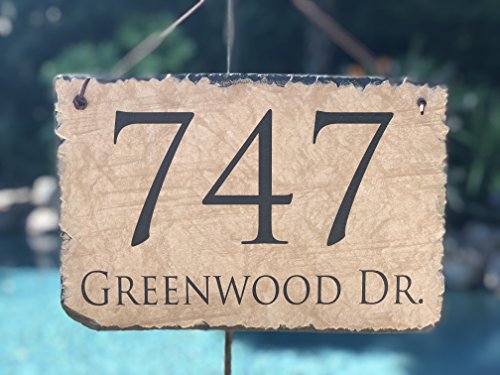 Sassy Squirrel Beautifully Handcrafted and Customizable Slate Home Address Plaque (12"x8", 12"x6", 18"x10" or 16"x10") House Sign with and mounting Hardware. Improve The Curb Appeal of Your Property - Thumbnail 3