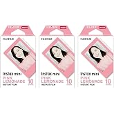 Fujifilm Instax Mini Pink Lemonade Film Bundle | 10 Prints and Pack, Pastel Pink Frames, Iso 800, Fits All Instax Mini Devices, (3 Pack)