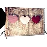 Duluda 7X5FT Valentine's Day Wood Board Heart Vinyl Photography Backdrop Customized Photo Background Studio Prop VL05A