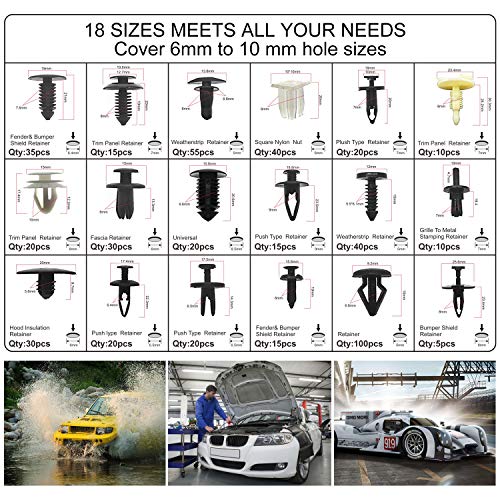 Leanking Car Retainer Clips Plastic Fasteners Kit Auto Push Pin Rivets Set -Door Trim Panel Clips for BMW,Toyota, Honda, Benz, Nissan, Subaru, Mazda Etc 512PCS (520 pcs) - Thumbnail 5
