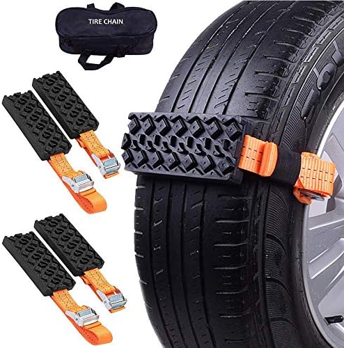 Anti-Skid Tire Blocks,Auto Snow Mud Emergency Tire Straps Traction- Device for Trucks and SUV, with Carry Bag Reusable Set of 4PCS