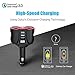 QC3.0 Smart Car Charger, 2 Socket + 3 USB (2xSmart USB Port & 1xQC3.0 USB Port) Multifunction Car Socket Splitter Adapter Built-in 10A Fuse for Smart Phones, Tablets, GPS, MP3 Players
