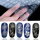 DatConShop(TM) 108Pcs 3D Silver Flower Nail Art Stickers Decals Stamping DIY Decoration Tool